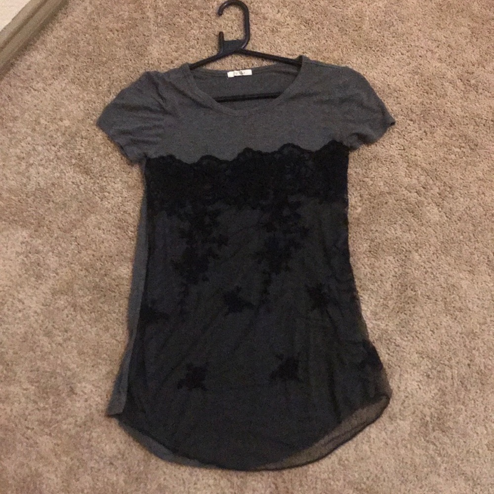 Lace and charcoal shirt